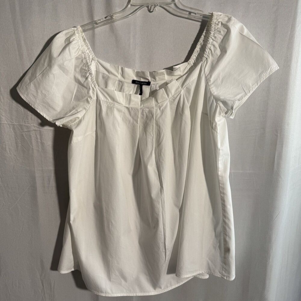 Daisy Fuentes Large White Peasant Blouse Short Sleeve Boho Top Women’s Summer